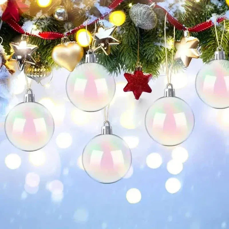 20-Pieces: Clear Iridescent Plastic Ornaments Balls for Crafts - A-1 Thread Vault