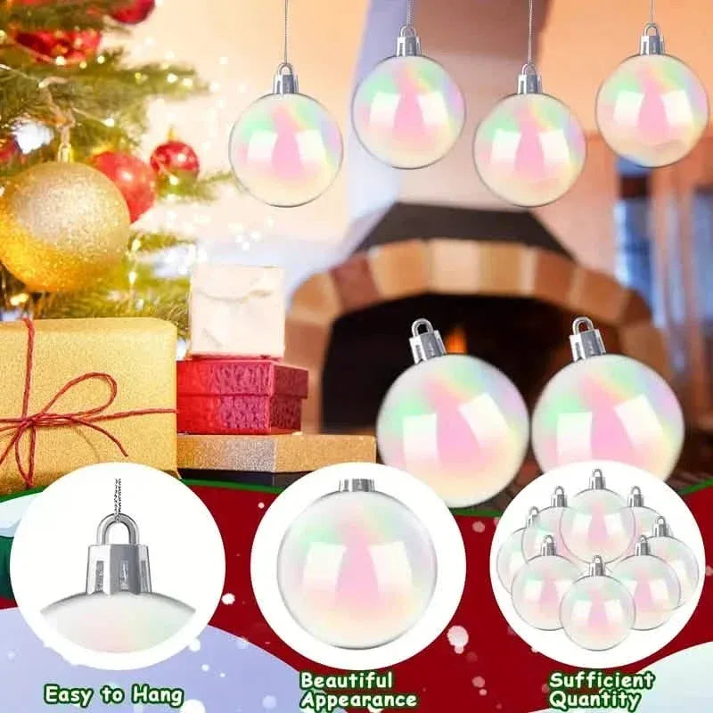 20-Pieces: Clear Iridescent Plastic Ornaments Balls for Crafts - A-1 Thread Vault