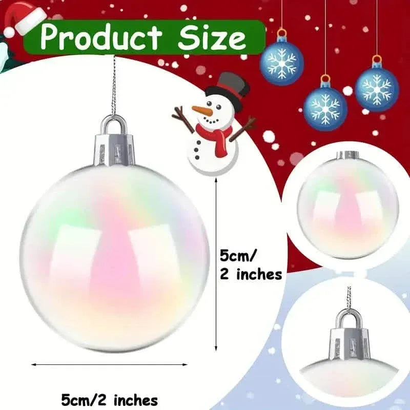 20-Pieces: Clear Iridescent Plastic Ornaments Balls for Crafts - A-1 Thread Vault