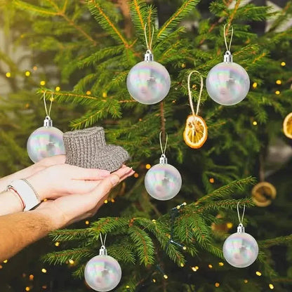 20-Pieces: Clear Iridescent Plastic Ornaments Balls for Crafts - A-1 Thread Vault