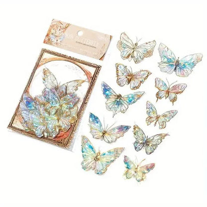 20-Pieces: Ice Crystal Laser Butterfly Decorative PET Stickers - A-1 Thread Vault