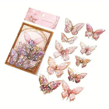 20-Pieces: Ice Crystal Laser Butterfly Decorative PET Stickers - A-1 Thread Vault