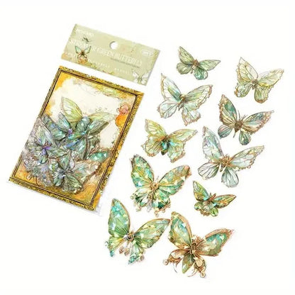 20-Pieces: Ice Crystal Laser Butterfly Decorative PET Stickers - A-1 Thread Vault