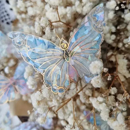 20-Pieces: Ice Crystal Laser Butterfly Decorative PET Stickers - A-1 Thread Vault