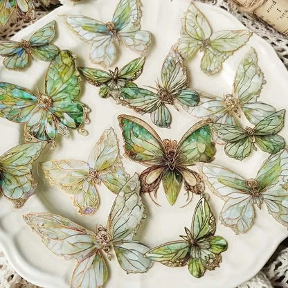 20-Pieces: Ice Crystal Laser Butterfly Decorative PET Stickers - A-1 Thread Vault