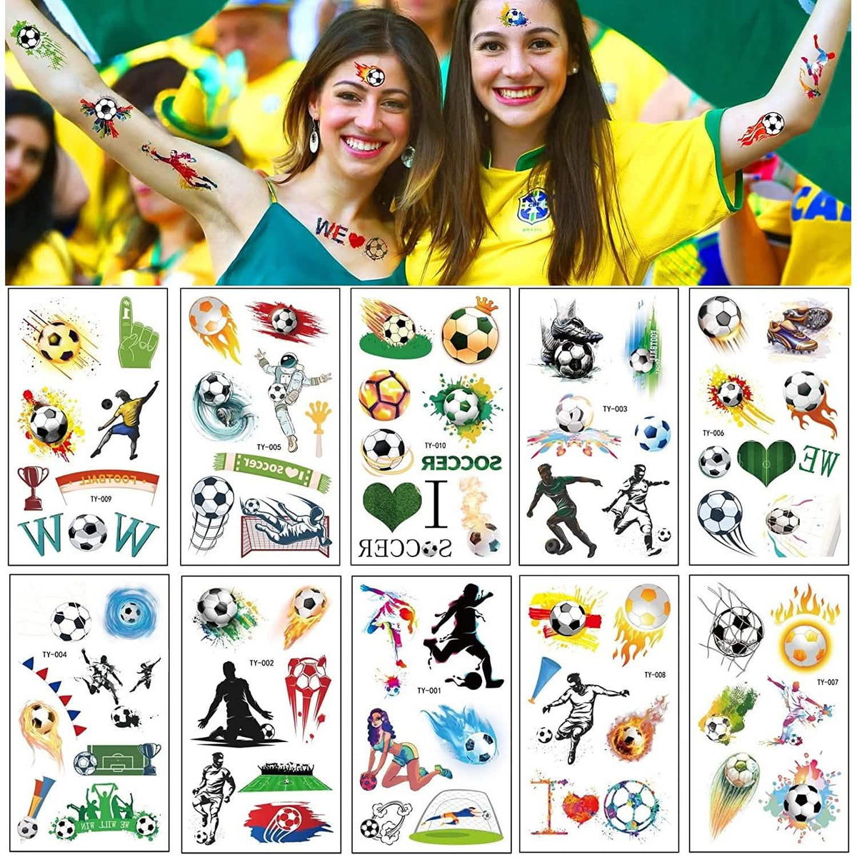 20 Sheet 2022 Football World Cup Football Sports Face Sticker - A-1 Thread Vault