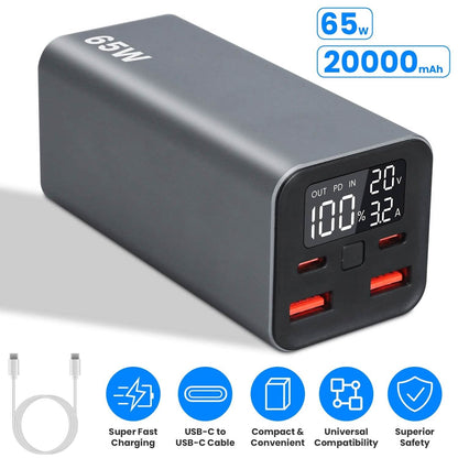 20000mah 65W USB-C PD Laptop Power Bank Fast Charging - A-1 Thread Vault