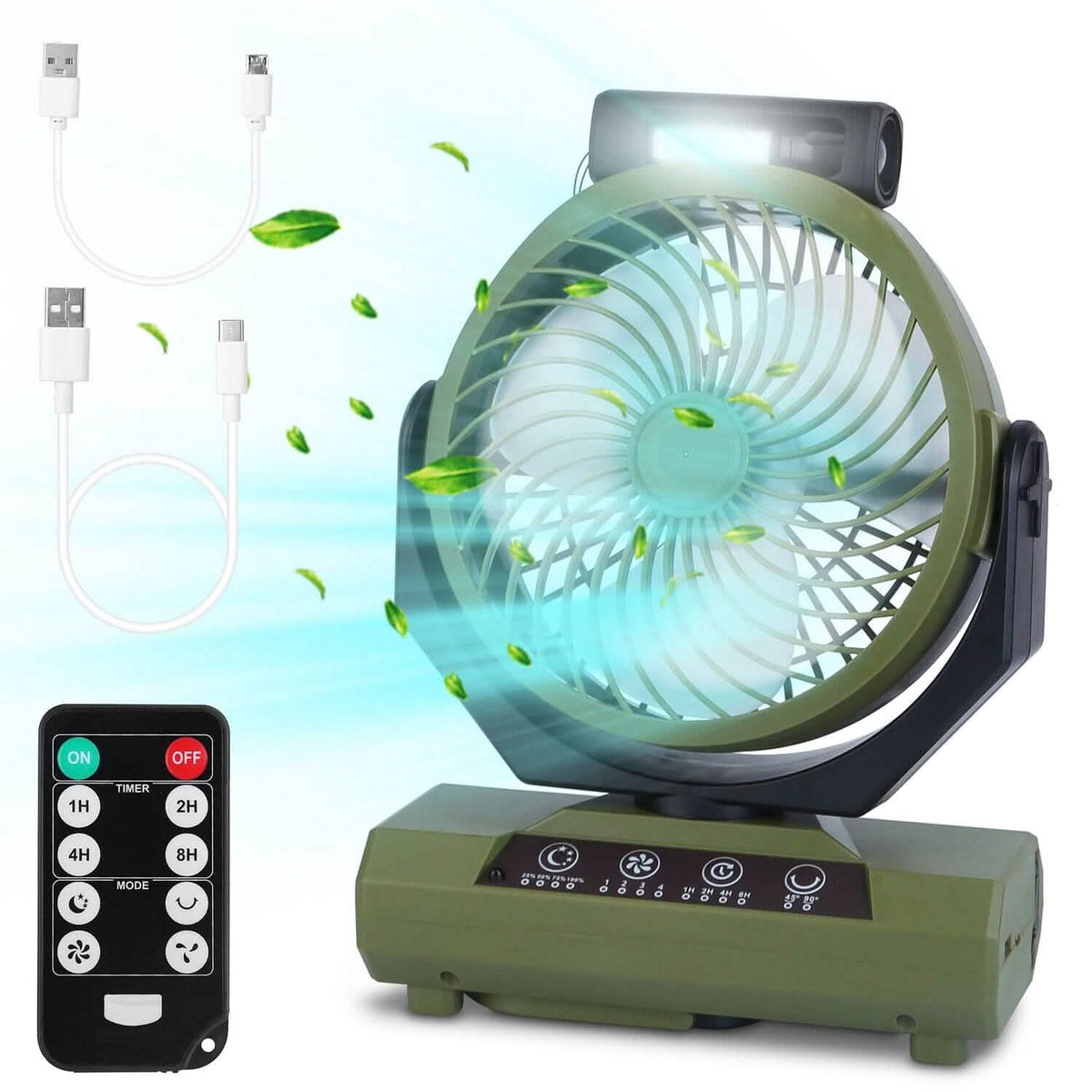 20000mAh Rechargeable Oscillating Camping Fan with Flashlight Hanging Hook Remote Control - A-1 Thread Vault