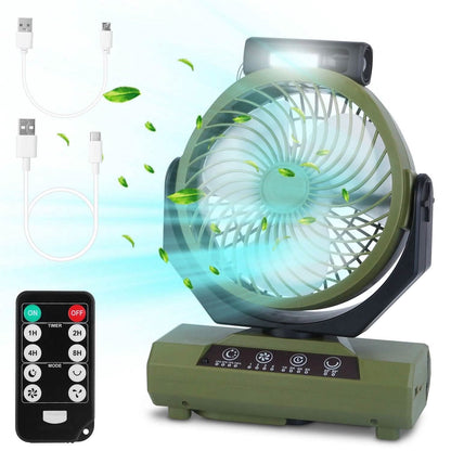 20000mAh Rechargeable Oscillating Camping Fan with Flashlight Hanging Hook Remote Control - A-1 Thread Vault