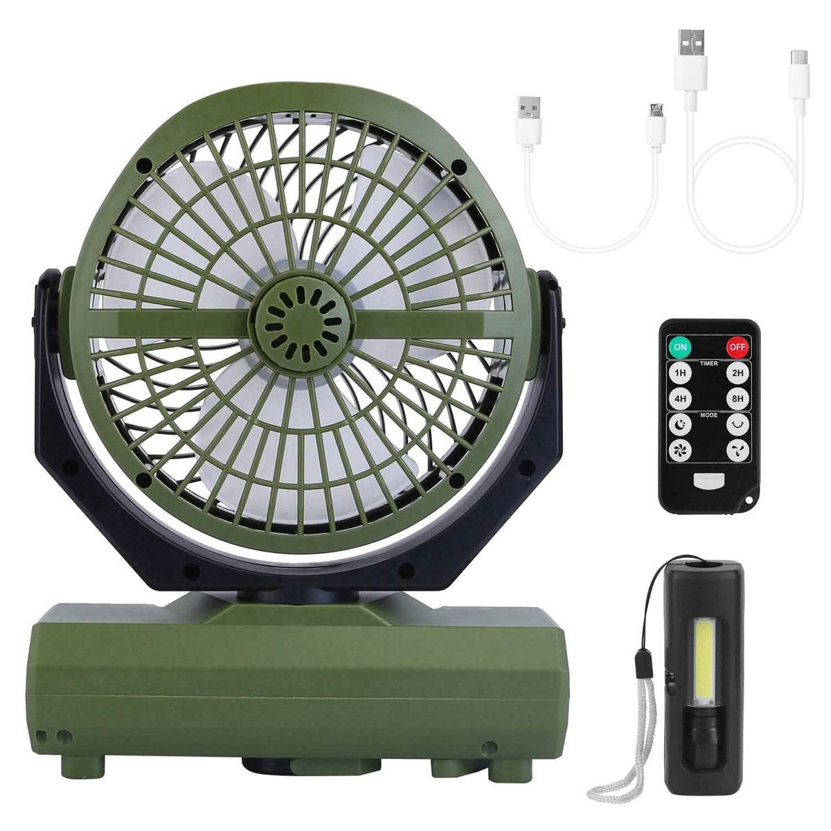 20000mAh Rechargeable Oscillating Camping Fan with Flashlight Hanging Hook Remote Control - A-1 Thread Vault
