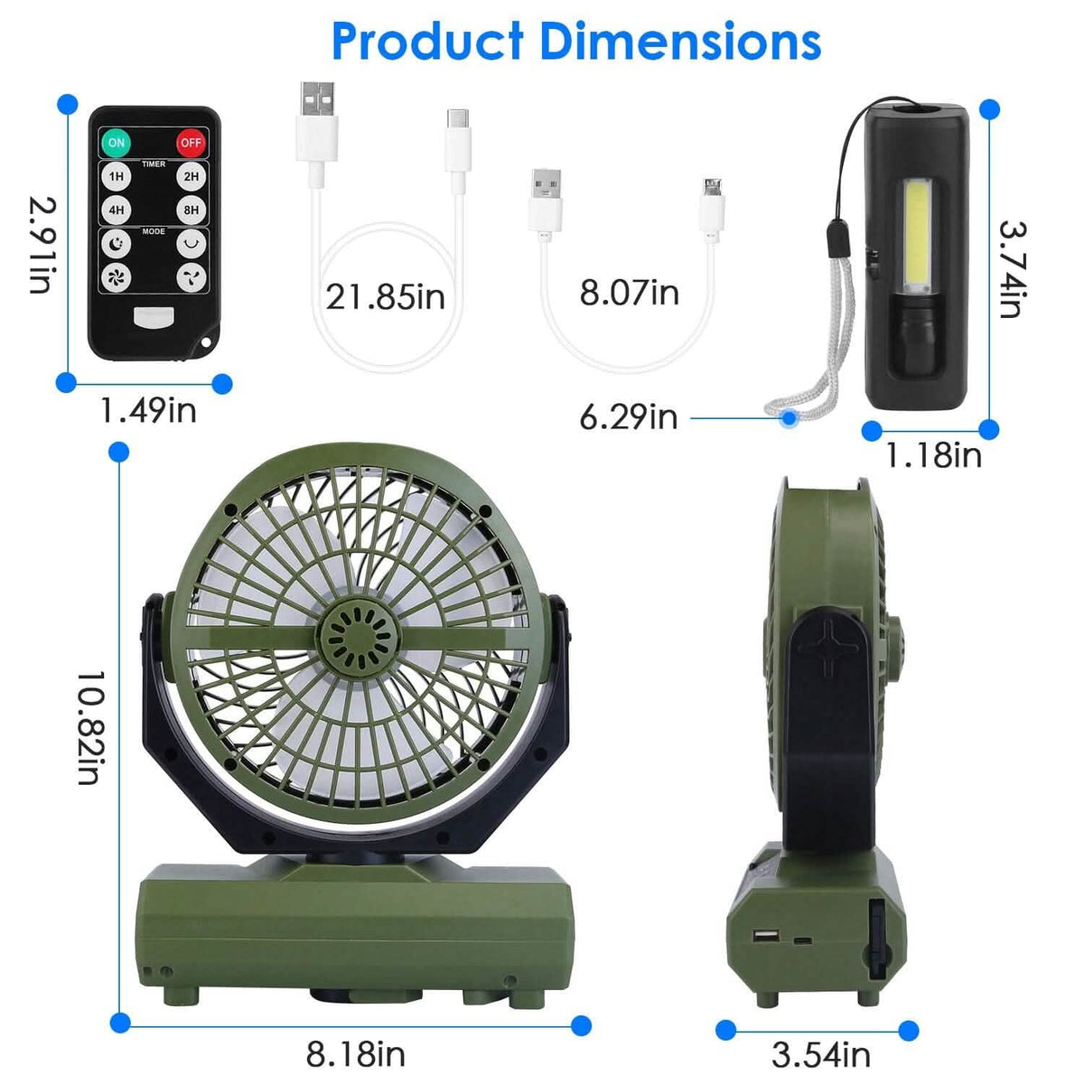 20000mAh Rechargeable Oscillating Camping Fan with Flashlight Hanging Hook Remote Control - A-1 Thread Vault