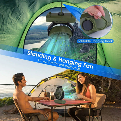 20000mAh Rechargeable Oscillating Camping Fan with Flashlight Hanging Hook Remote Control - A-1 Thread Vault