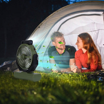 20000mAh Rechargeable Oscillating Camping Fan with Flashlight Hanging Hook Remote Control - A-1 Thread Vault