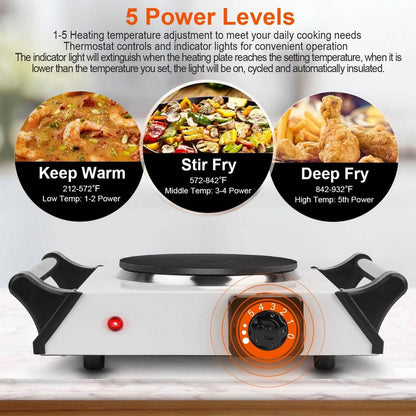 2000W Electric Burner Portable Coil Heating Hot Plate Stove Countertop - A-1 Thread Vault