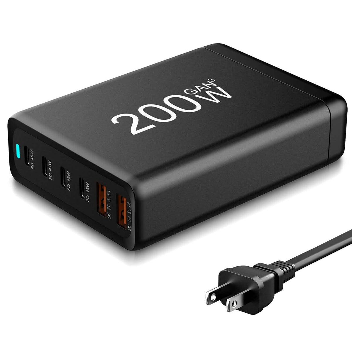 200W Fast Wall Charger with 6 Charging Ports Desktop USB Charging Station - A-1 Thread Vault