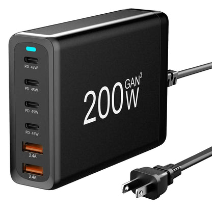200W Fast Wall Charger with 6 Charging Ports Desktop USB Charging Station - A-1 Thread Vault