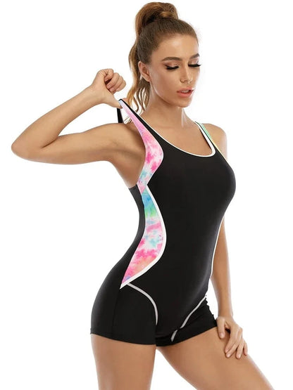 2023 Patchwork Sport One Piece Swimsuit Plus Size Swimwear Women Professional Sport Bathing Suit Surfing Swimsuits Swimming Suit - A-1 Thread Vault