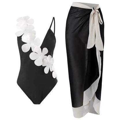 2023 Sexy Fashion One Piece Swimsuit Solid 3D Flower Summer Women Swimwear Beachwear Summer Luxury Monokini Bathing Suit - A-1 Thread Vault