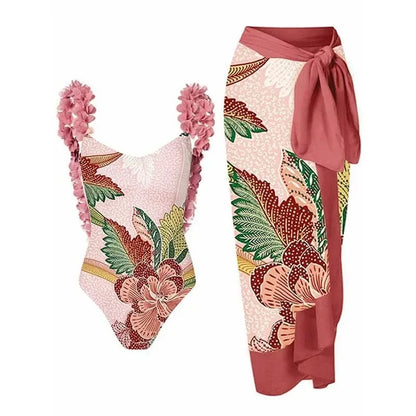 2023 Sexy Fashion One Piece Swimsuit Solid 3D Flower Summer Women Swimwear Beachwear Summer Luxury Monokini Bathing Suit - A-1 Thread Vault