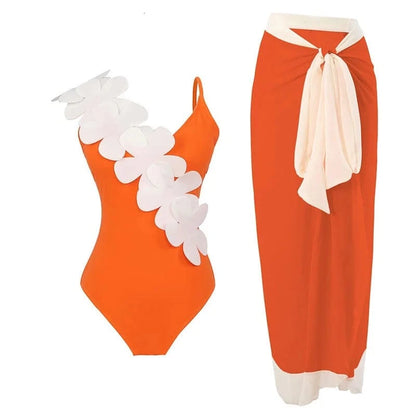 2023 Sexy Fashion One Piece Swimsuit Solid 3D Flower Summer Women Swimwear Beachwear Summer Luxury Monokini Bathing Suit - A-1 Thread Vault