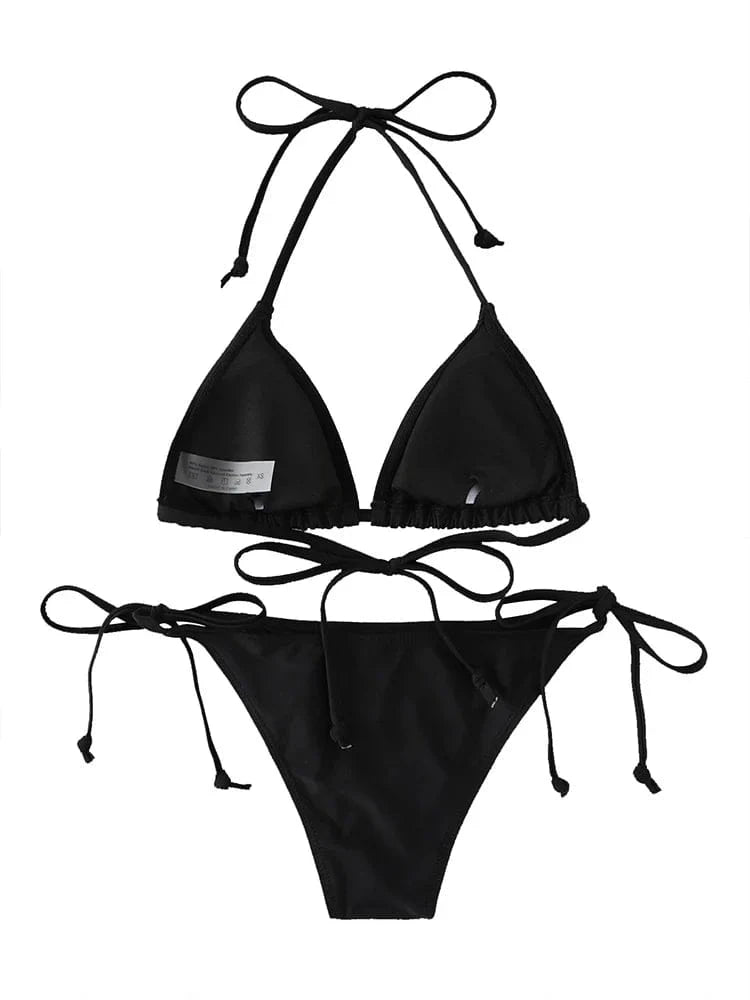 2024 Fashion Sexy Swimsuit Women Bikinis Set Triangle Swimwear String Beachwear Thong One Piece Suits Brazilian Biquini - A-1 Thread Vault