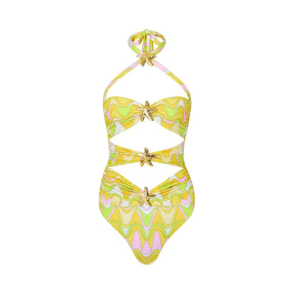 2024 High Quality One Piece Swimsuit Floral Ruffle Printed Push Up Women Bikini Set Swimwear Slimming Bathing Suit Beach Wear - A-1 Thread Vault