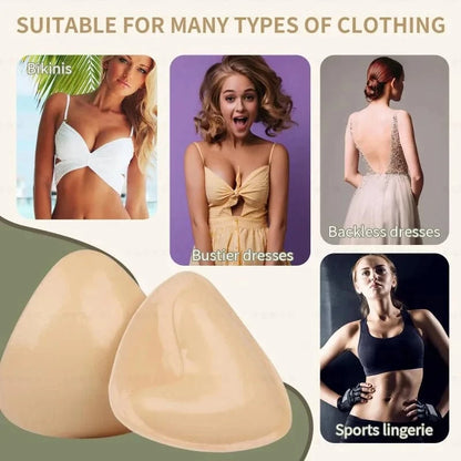 2024 New Hot Double Sided Adhesive Sticky Bra Inserts Push Up Thick Sponge Breast Lift Pads Women Swimsuit Bikini Cup Enhancer - A-1 Thread Vault