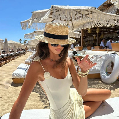 2024 New Two Piece Solid Floral One Piece Swimsuit Swimwear Women Monokini Swimsuit Bodysuit Bathing Suit Swim Wear - A-1 Thread Vault