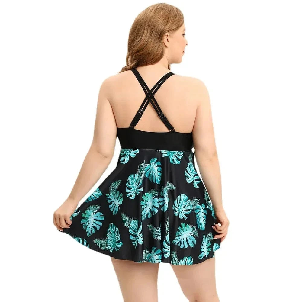 2024 Print Patchwork Tankini Swimsuits Plus Size Swimwear Women High Waist Swimsuit Female Push Up Bathing Suits Skirt Beachwear - A-1 Thread Vault