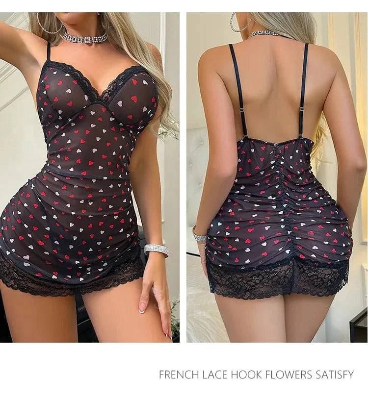 2024 Women Satin Nightgown Lace Trim Deep V Neck Sleepwear Comfortable Ruffle Hem Nightdress Elegant Home Wear Romantic Evening - A-1 Thread Vault