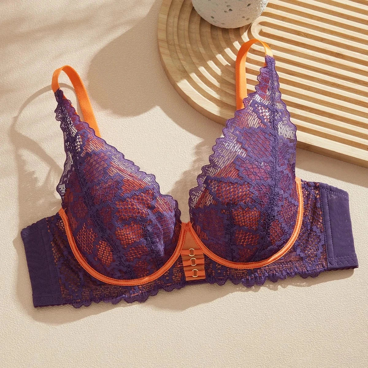 2025 Elegant Beauwear 75 80 85 C D Bra Women's 3/4 Cup Plunge Bras Sexy Lace Bra Unlined Underwire Bralette CW9525 - A-1 Thread Vault