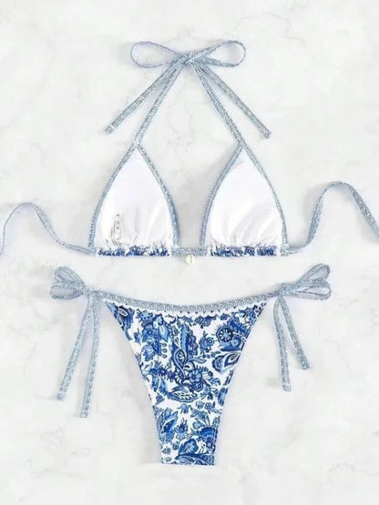 2025 Halter String Triangle Two Piece Bikini Women Swimwear Female Swimsuit Bathers Bathing Swimming Suit Beachwear Summer - A-1 Thread Vault