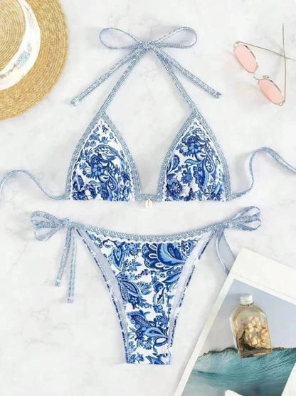 2025 Halter String Triangle Two Piece Bikini Women Swimwear Female Swimsuit Bathers Bathing Swimming Suit Beachwear Summer - A-1 Thread Vault