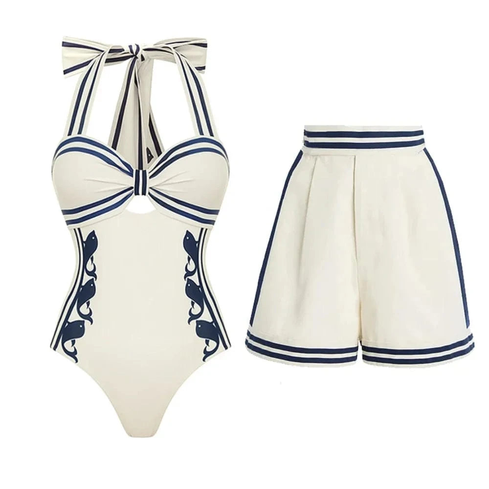 2025 High Quality One Piece Swimsuit Floral Ruffle Printed Push Up Women Bikini Set Swimwear Slimming Bathing Suit Beach Wear - A-1 Thread Vault
