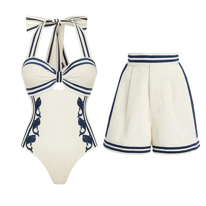 2025 High Quality One Piece Swimsuit Floral Ruffle Printed Push Up Women Bikini Set Swimwear Slimming Bathing Suit Beach Wear - A-1 Thread Vault
