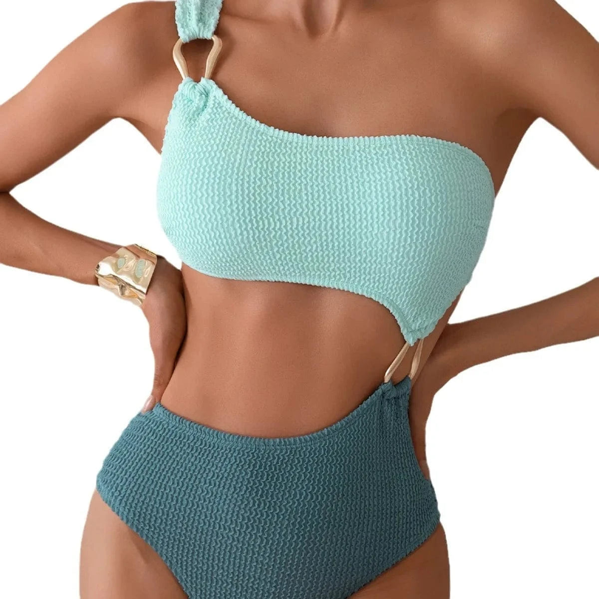"2025 New Arrival: Sexy Cut-Out One-Piece Swimsuit - Trendy Snake Print Bikini for Women" - A-1 Thread Vault (5)