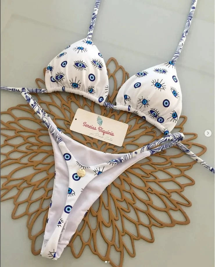 2025 New Sexy Prints Mciro Bikini Set Women Holiday Swimsuit Lace-up Swimwear 2 Piece Set Backless Biquine Brasileiro Beachwear - A-1 Thread Vault