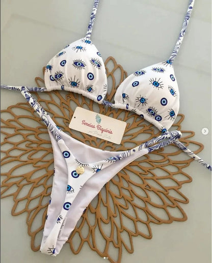 2025 New Sexy Prints Mciro Bikini Set Women Holiday Swimsuit Lace-up Swimwear 2 Piece Set Backless Biquine Brasileiro Beachwear - A-1 Thread Vault