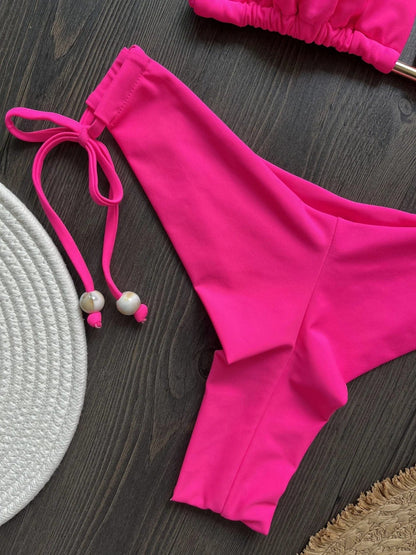 2025 New Sexy Triangle Bathing Suit for Women Brazilian Bikinis Halter Swimwear Push Up Swimsuit Metal Chain Beach Bikini Set - A-1 Thread Vault