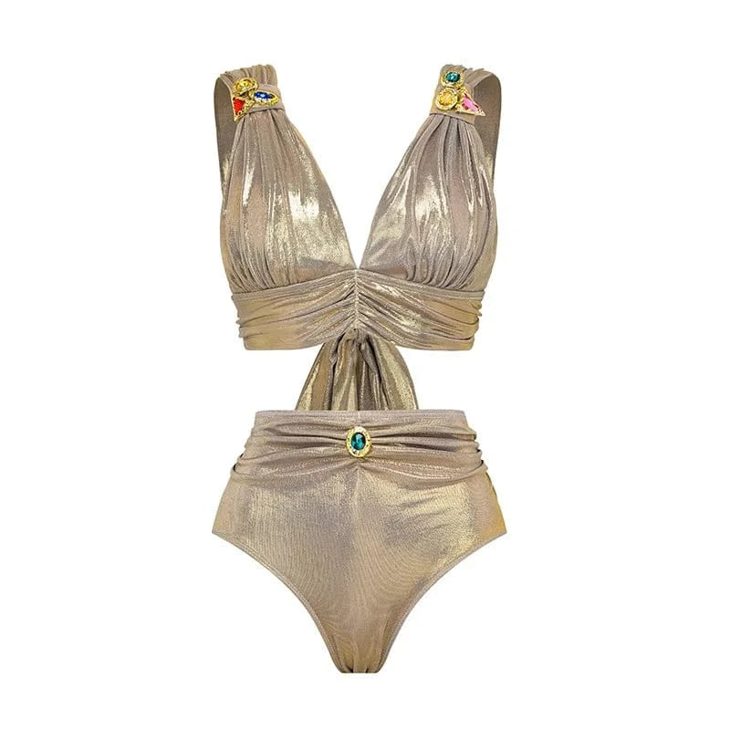 2025 New Swimsuit High-End Design 2/3Pcs Floral Print Ruffle Slimming Holiday Sexy Hot Spring One Piece Swimsuit for Women - A-1 Thread Vault