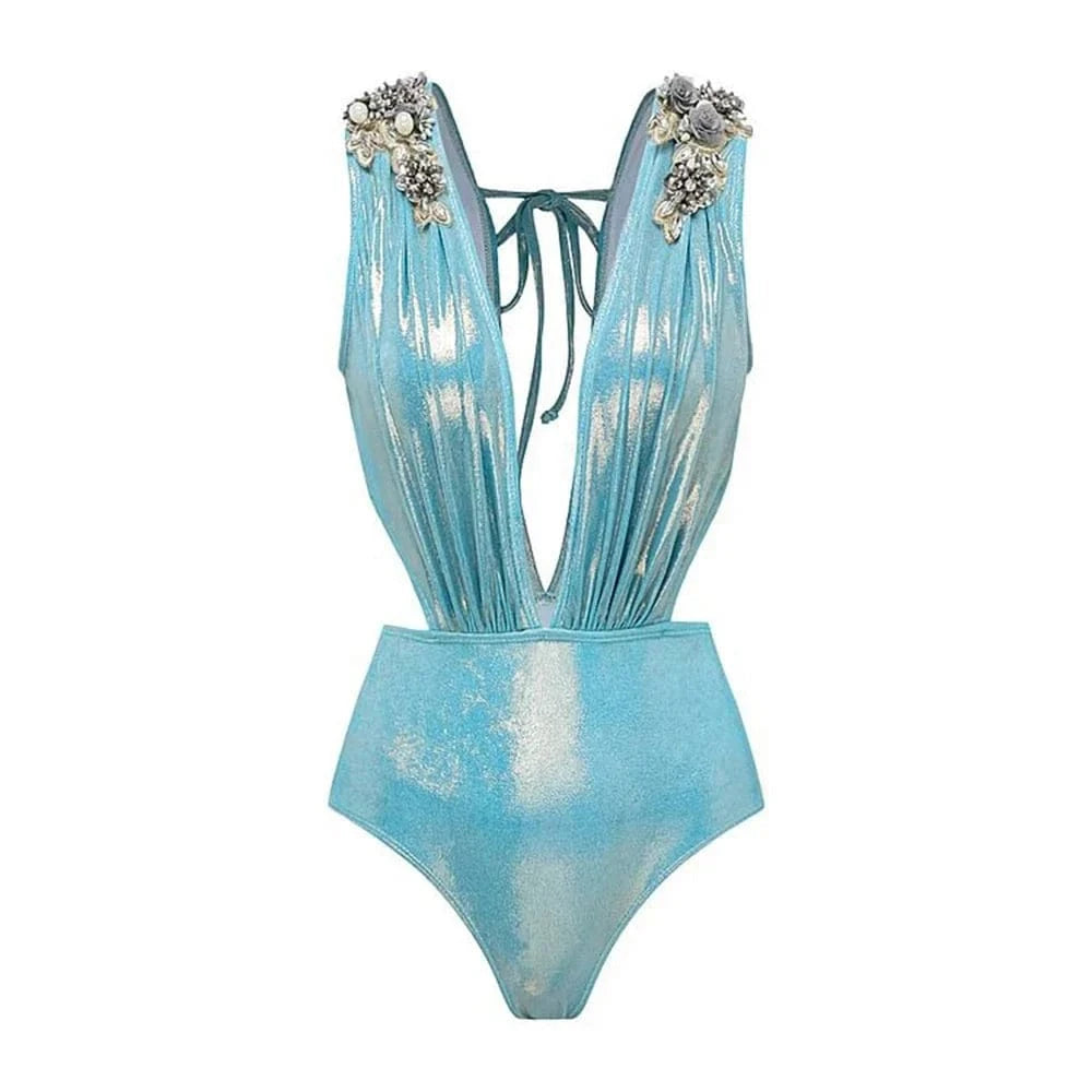 2025 New Swimsuit High-End Design 2/3Pcs Floral Print Ruffle Slimming Holiday Sexy Hot Spring One Piece Swimsuit for Women - A-1 Thread Vault
