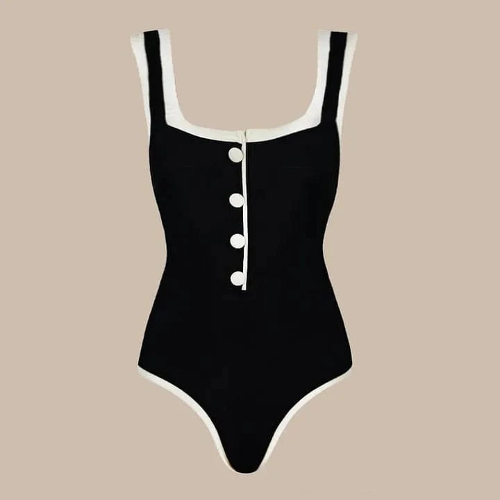 2025 Sexy Women's Swimsuit New Strapless Simple One-piece Swimwear with Shorts Two-piece Set Sliming Bodysuit Beachwear Monokini - A-1 Thread Vault