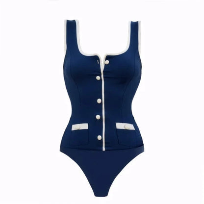 2025 Sexy Women's Swimsuit New Strapless Simple One-piece Swimwear with Shorts Two-piece Set Sliming Bodysuit Beachwear Monokini - A-1 Thread Vault