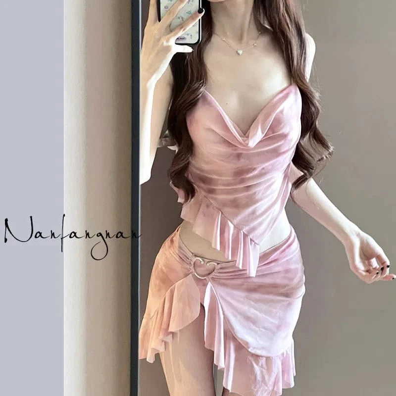 2026 New Women's High-End Two-Piece Bikini Set Tummy Control Modest Swimsuit Niche Style for Beach & Hot Spring Pure & Flirty - A-1 Thread Vault