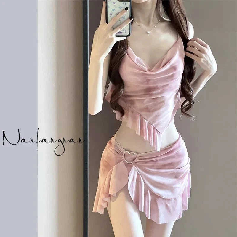 2026 New Women's High-End Two-Piece Bikini Set Tummy Control Modest Swimsuit Niche Style for Beach & Hot Spring Pure & Flirty - A-1 Thread Vault