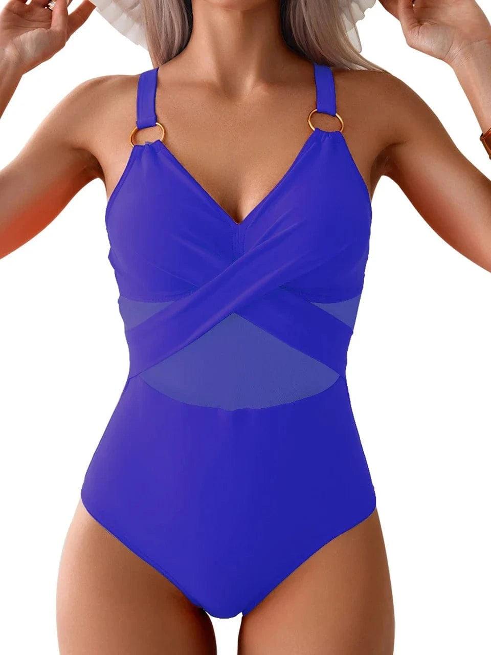 2026 Plain Ruched Swimsuit Women One Piece Ring Link Swimwear Female Bathers Bathing Swimming Swim Bodysuit Summer Beachwear - A-1 Thread Vault