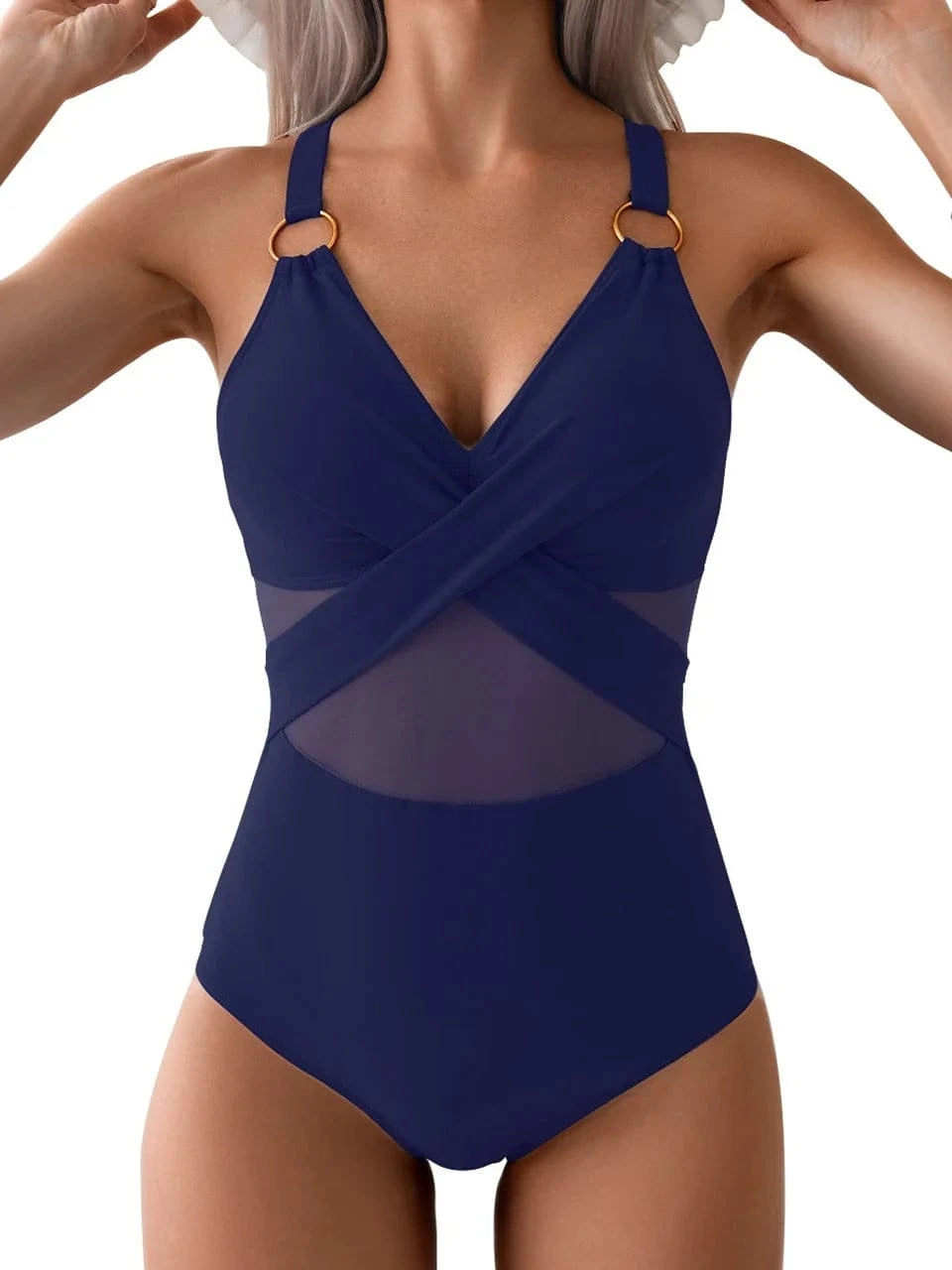 2026 Plain Ruched Swimsuit Women One Piece Ring Link Swimwear Female Bathers Bathing Swimming Swim Bodysuit Summer Beachwear - A-1 Thread Vault
