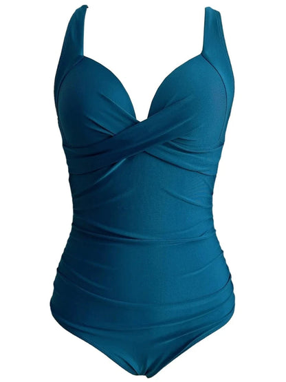 2026 Plain Ruched Swimsuit Women One Piece Solid Swimwear Female Beachwear Bathers Bathing Swimming Swim Bodysuit Summer - A-1 Thread Vault