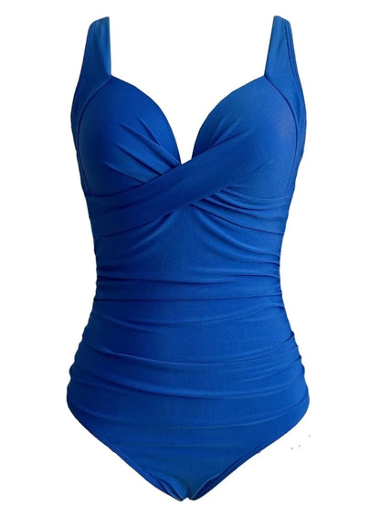 2026 Plain Ruched Swimsuit Women One Piece Solid Swimwear Female Beachwear Bathers Bathing Swimming Swim Bodysuit Summer - A-1 Thread Vault