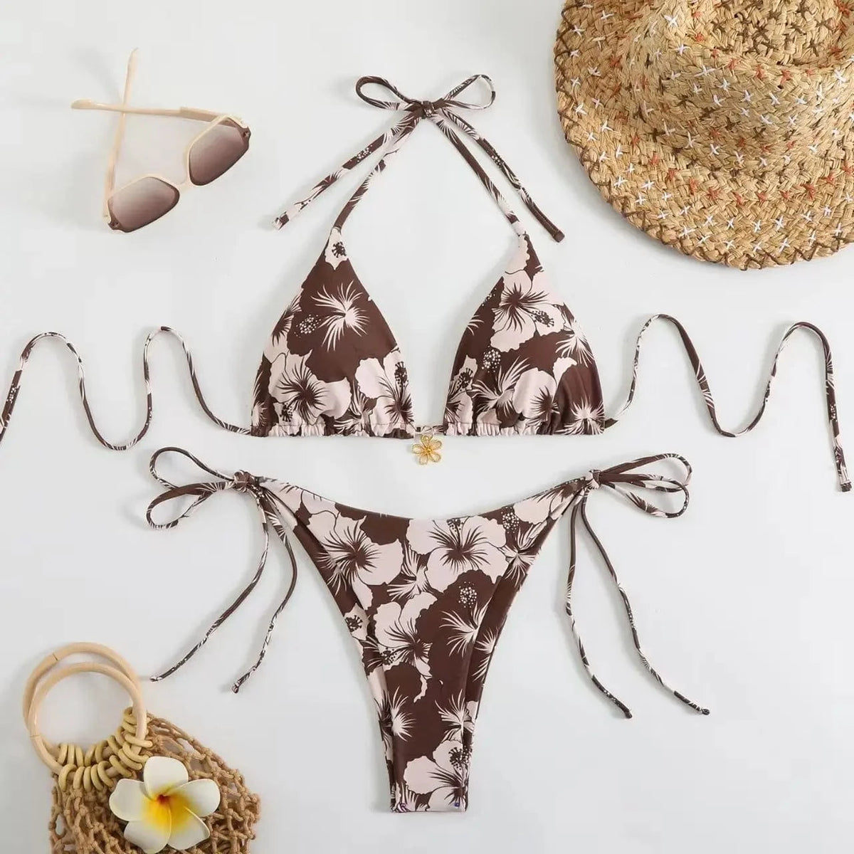 2026 Y2k Summer Cute Pink Sweet Patchwork Sets Cute Bow Design Sexy Lace-up Style Casual Bikini Swimsuit Beach Vaction Clothes - A-1 Thread Vault